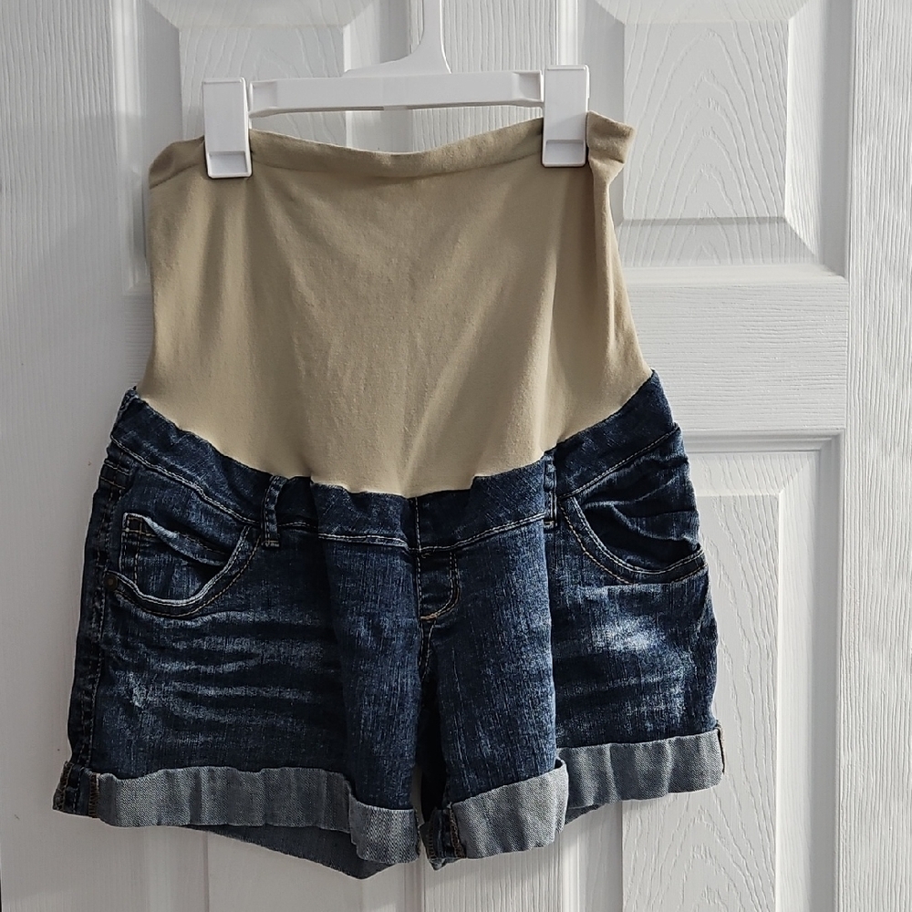 Wallflower Denim Shorts with Pink Accents